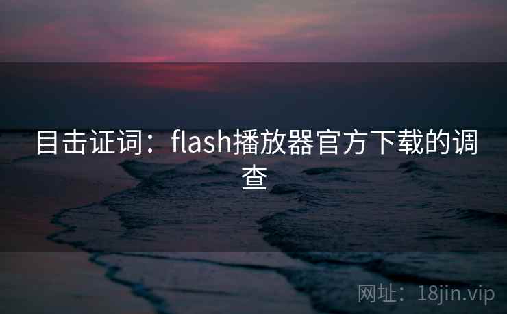 目击证词：flash播放器官方下载的调查